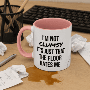 Give me a mockup for the attachedI'm Not Clumsy Mug with Fake Crack Mug | Funny Mug | Humor | Tea Mug | Accent Coffee Mug, 11oz