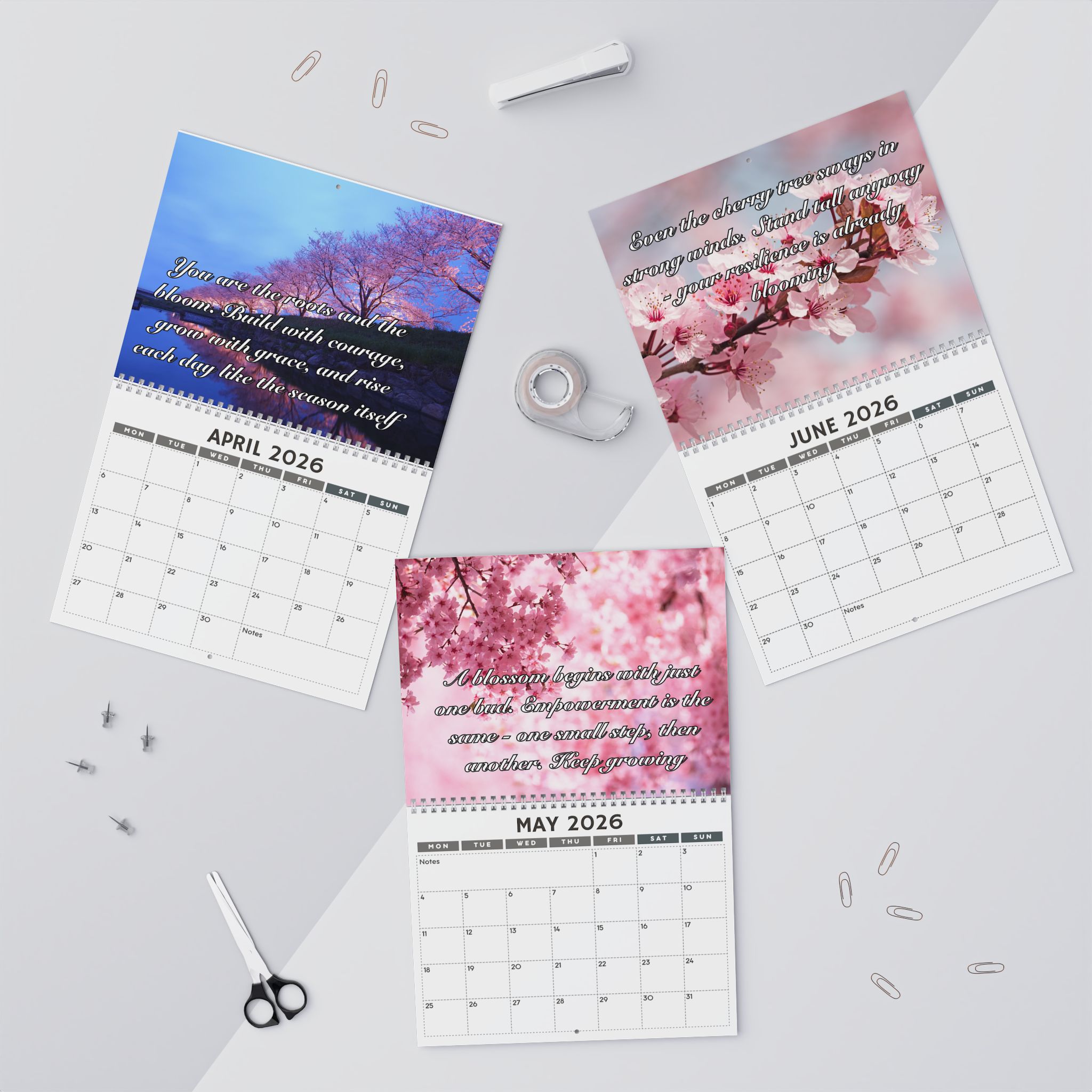 2026 Cherry Blossom Empowerment Calendar - Inspirational Wall Calendar for Women | Bloom and Grow Quotes | Self-Love & Healing Gift - Image 6
