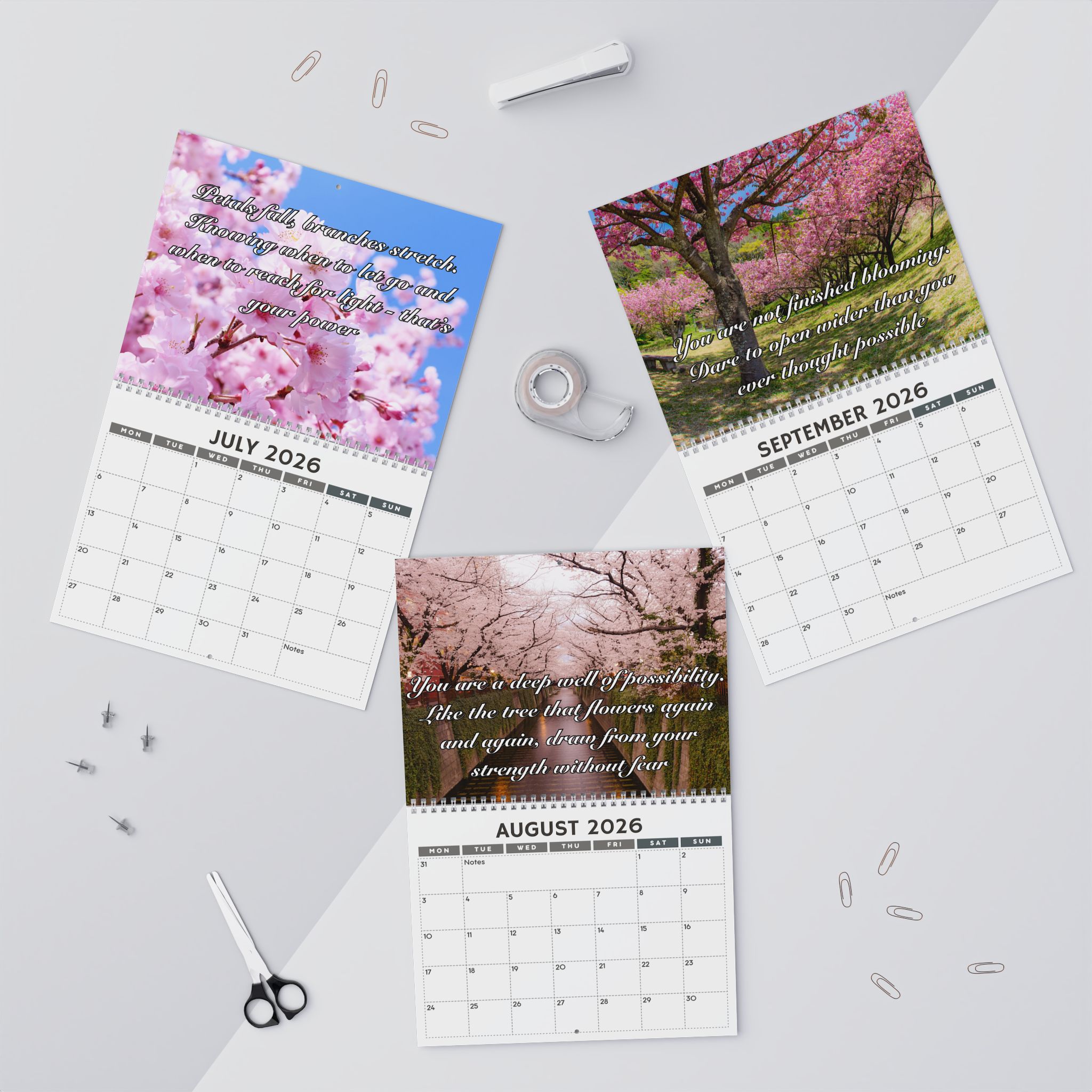 2026 Cherry Blossom Empowerment Calendar - Inspirational Wall Calendar for Women | Bloom and Grow Quotes | Self-Love & Healing Gift - Image 5