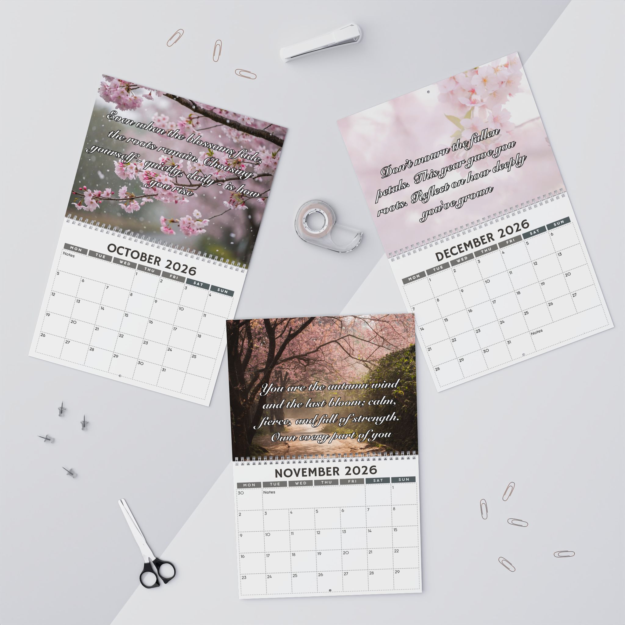 2026 Cherry Blossom Empowerment Calendar - Inspirational Wall Calendar for Women | Bloom and Grow Quotes | Self-Love & Healing Gift - Image 4