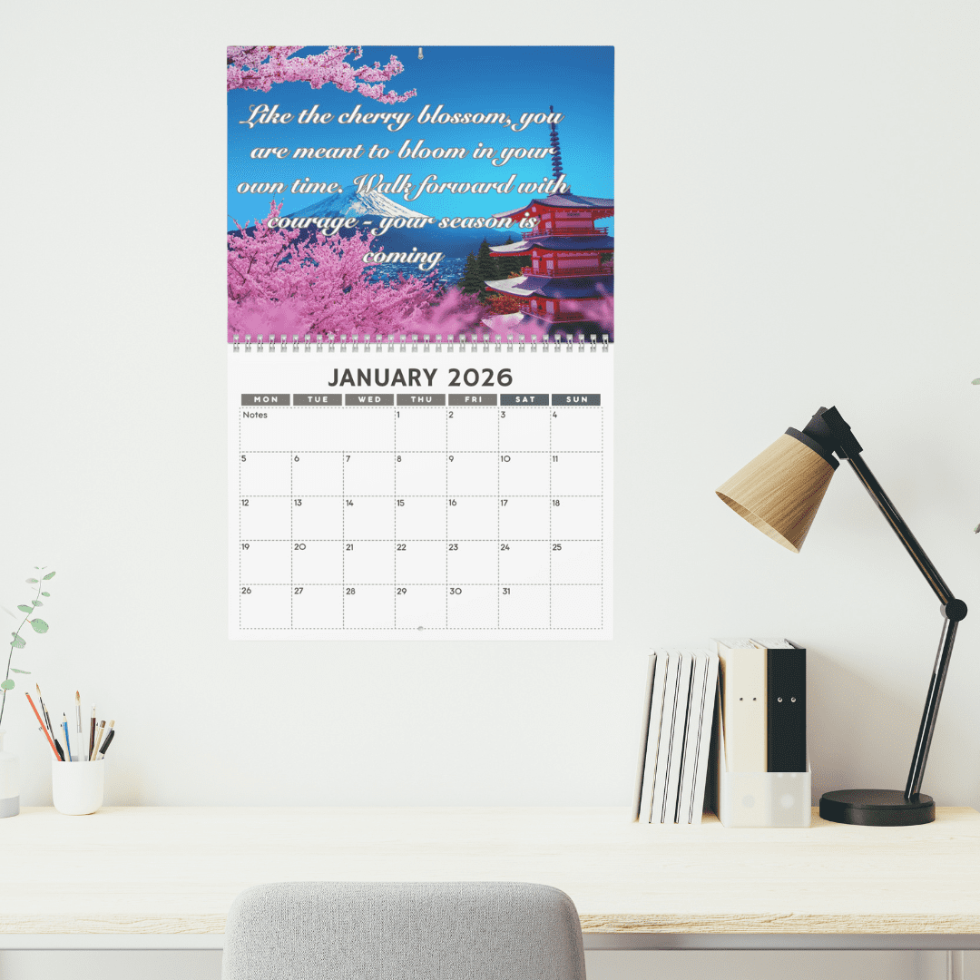 2026 Cherry Blossom Empowerment Calendar - Inspirational Wall Calendar for Women | Bloom and Grow Quotes | Self-Love & Healing Gift - Image 2